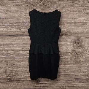 Tahari Black Asymmetrical Peplum Sheath Dress Size 8